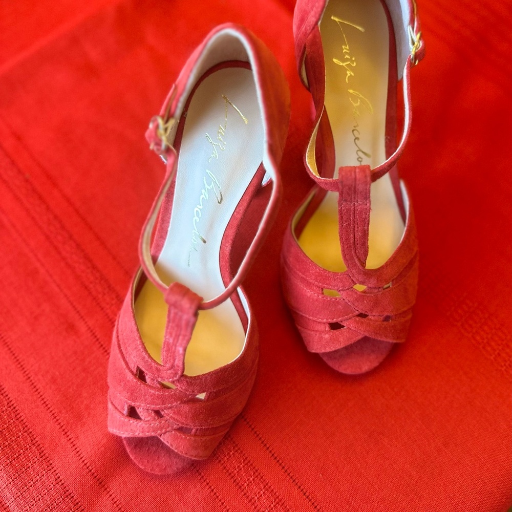 Red Suede High Heels Size 6.5